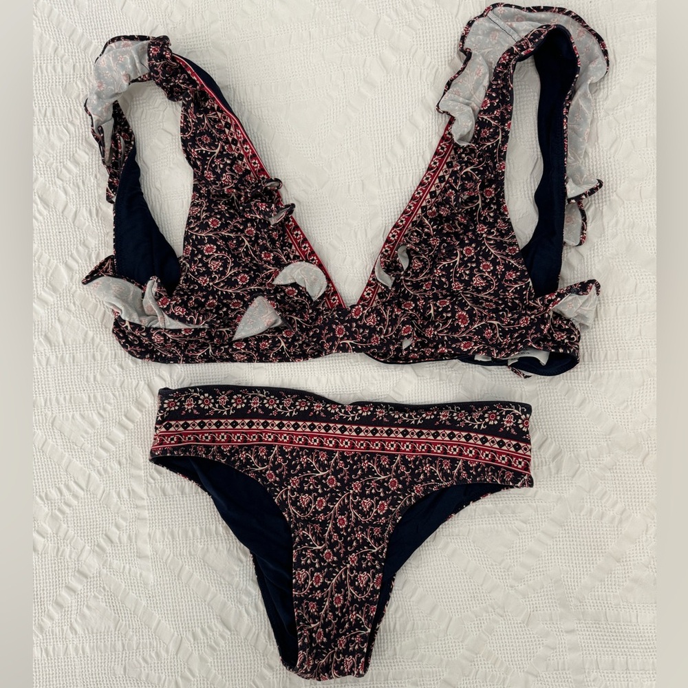 SEA New York Floral Ruffle Bikini Size M